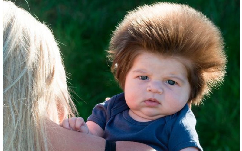 看什麼看，哥就是頭髮多  8周大寶寶渾然天成的髮量＋髮型「超霸氣」