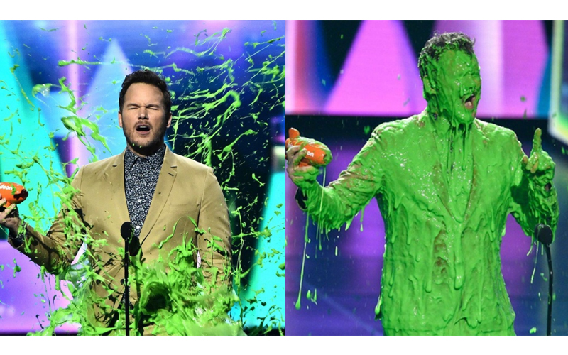 好萊塢最可怕頒獎典禮！星爵台上致詞到一半慘被綠色汁液猛噴 ...網笑：變身綠巨人